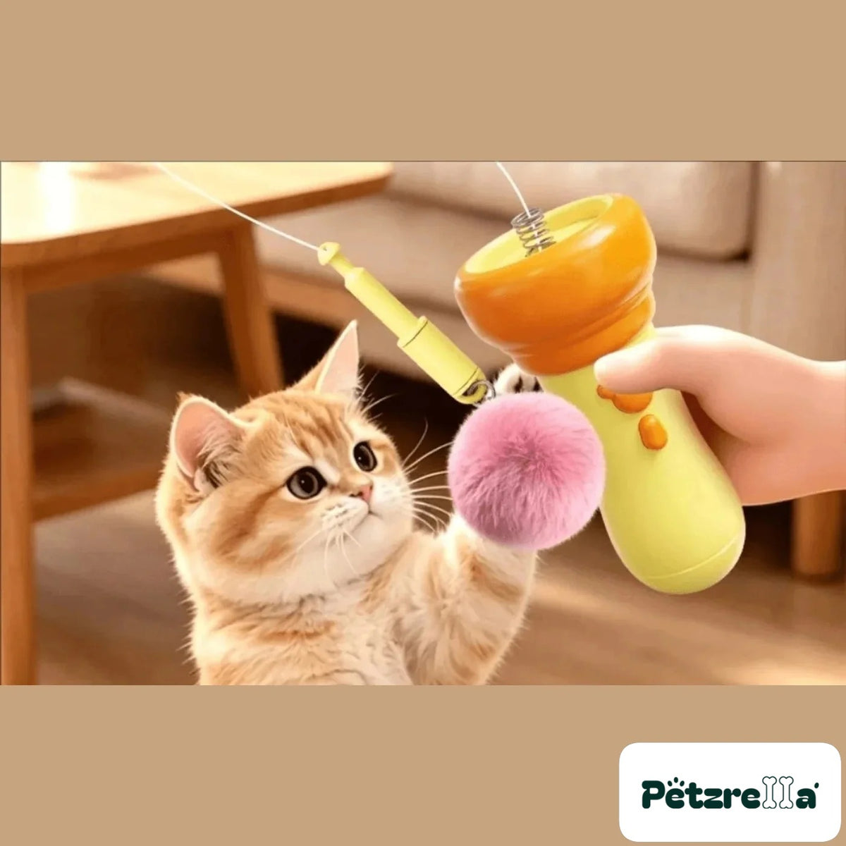 Petzrella Interactive Cat Ball Launcher in yellow