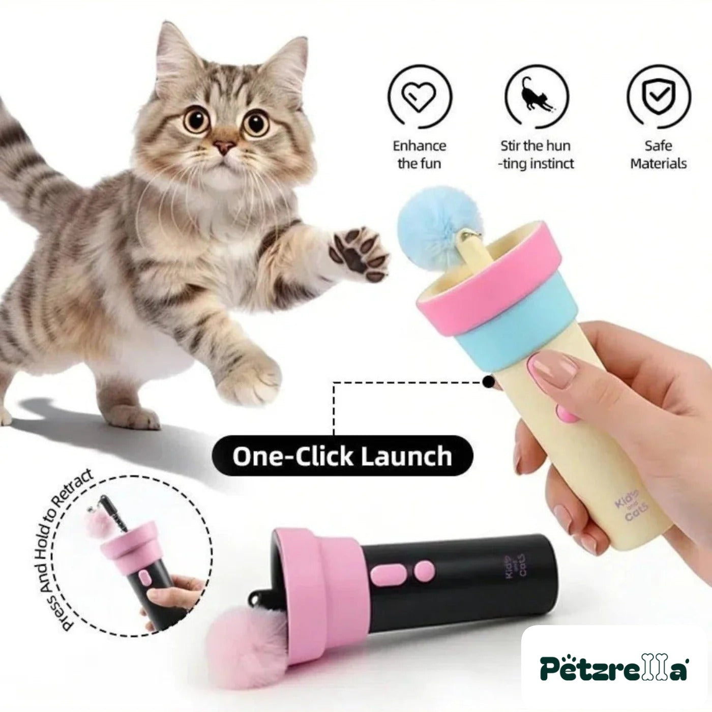 Petzrella Electric Cat Wand Toy – Pink