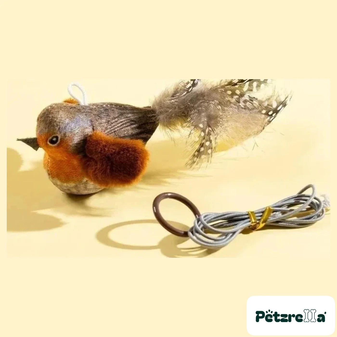 Petzrella Motion-Activated Chirping Plush Bird Toy – Gray