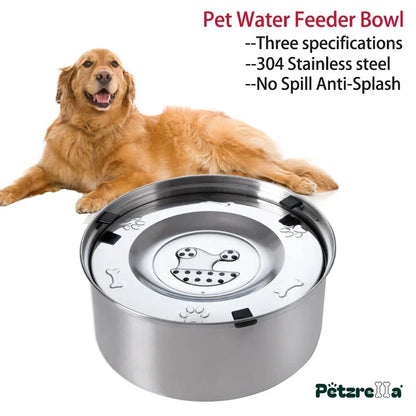 Petzrella No-Spill Floating Pet Water Bowl – Stainless Steel