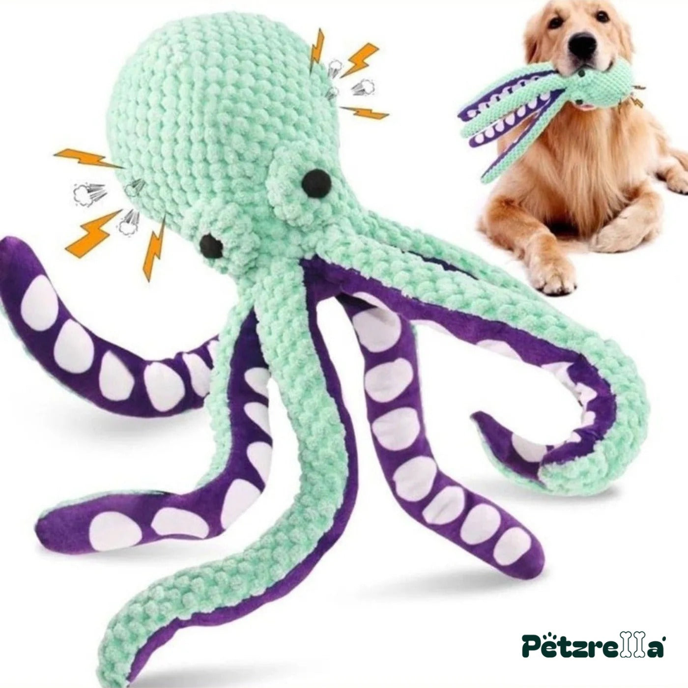 Petzrella OctoSqueak Interactive Dog Toy – Blue octopus / S
