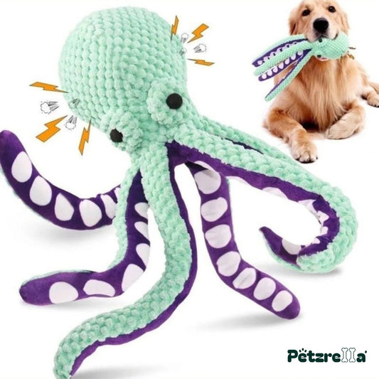 Petzrella OctoSqueak Interactive Dog Toy – Blue octopus / S