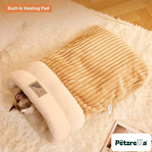 Petzrella Plush Heated Cat Bed – Soft Warming Nook for Cats