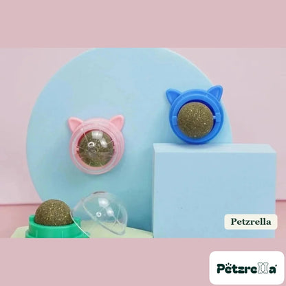 Petzrella Rotatable Catnip Wall Balls – Gray blue / 2pcs