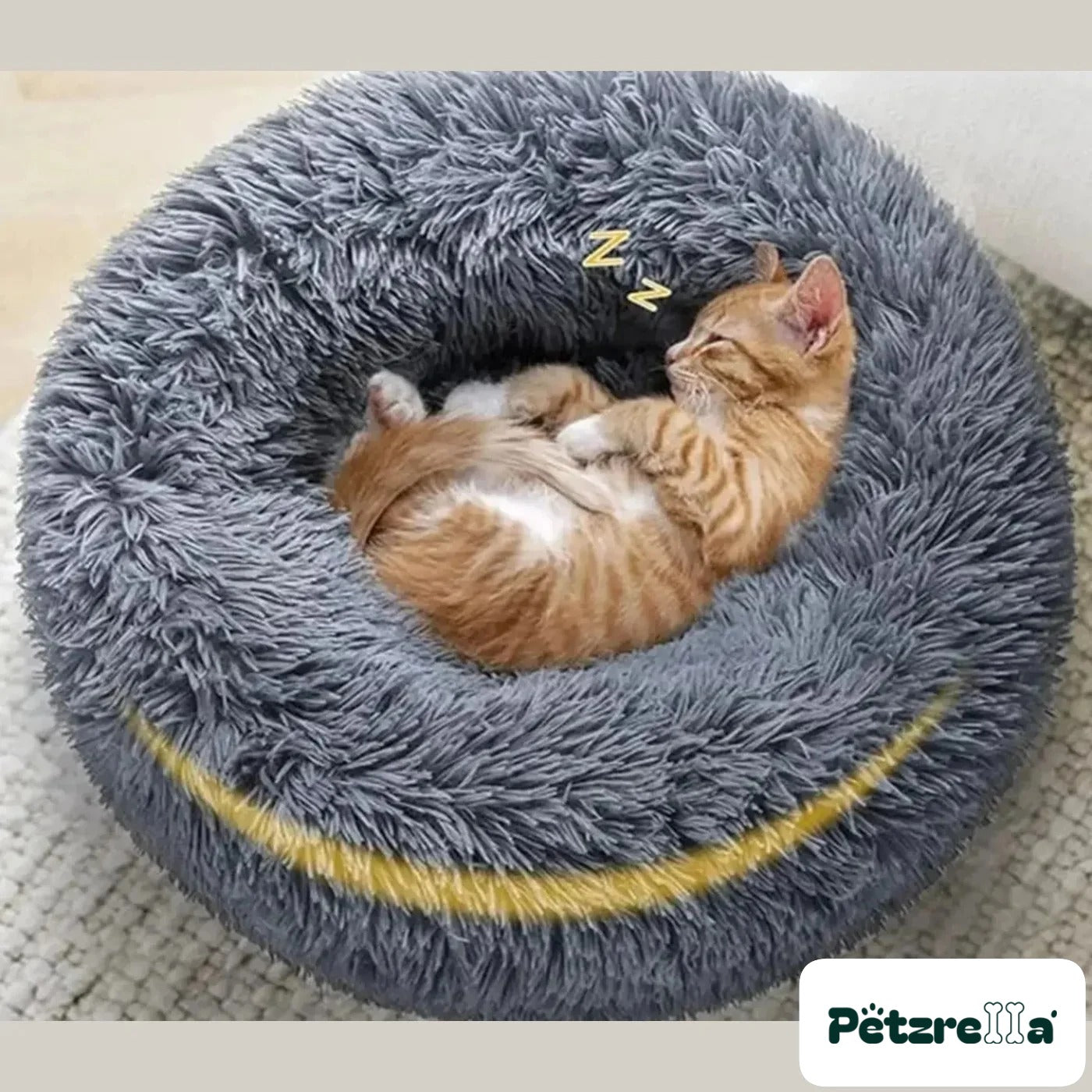 Petzrella Round Plush Pet Bed – Cozy Donut Cushion