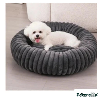 Petzrella Round Plush Pet Bed – Pumpkin gray / 50cm