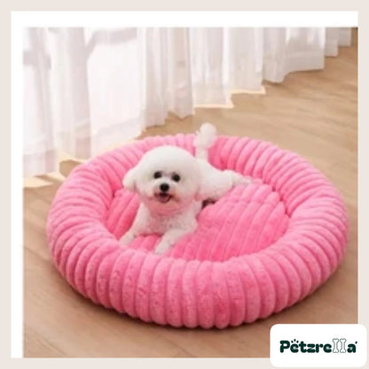 Petzrella Round Plush Pet Bed – Pumpkin pink / 70cm