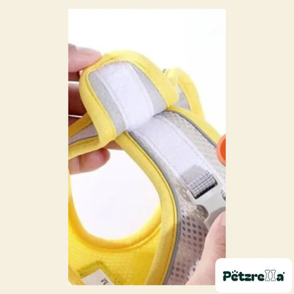 Petzrella Reflective Padded Dog Harness & Leash Set – Yellow / S