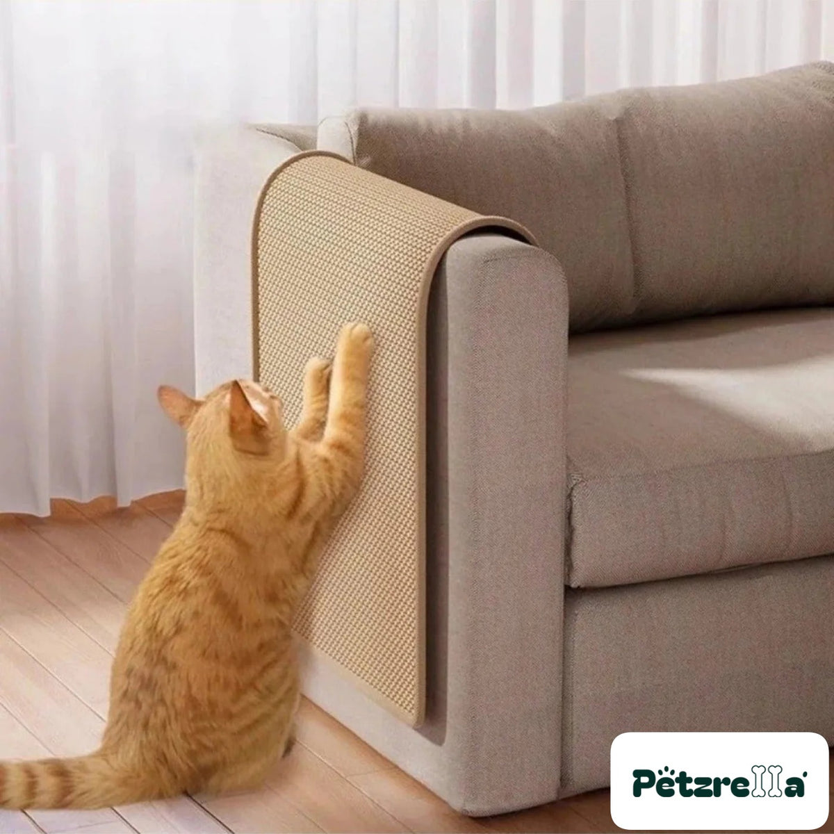 Petzrella Wall-Mounted Sisal Cat Scratcher with Play Ball – 25x50cm - No Ball