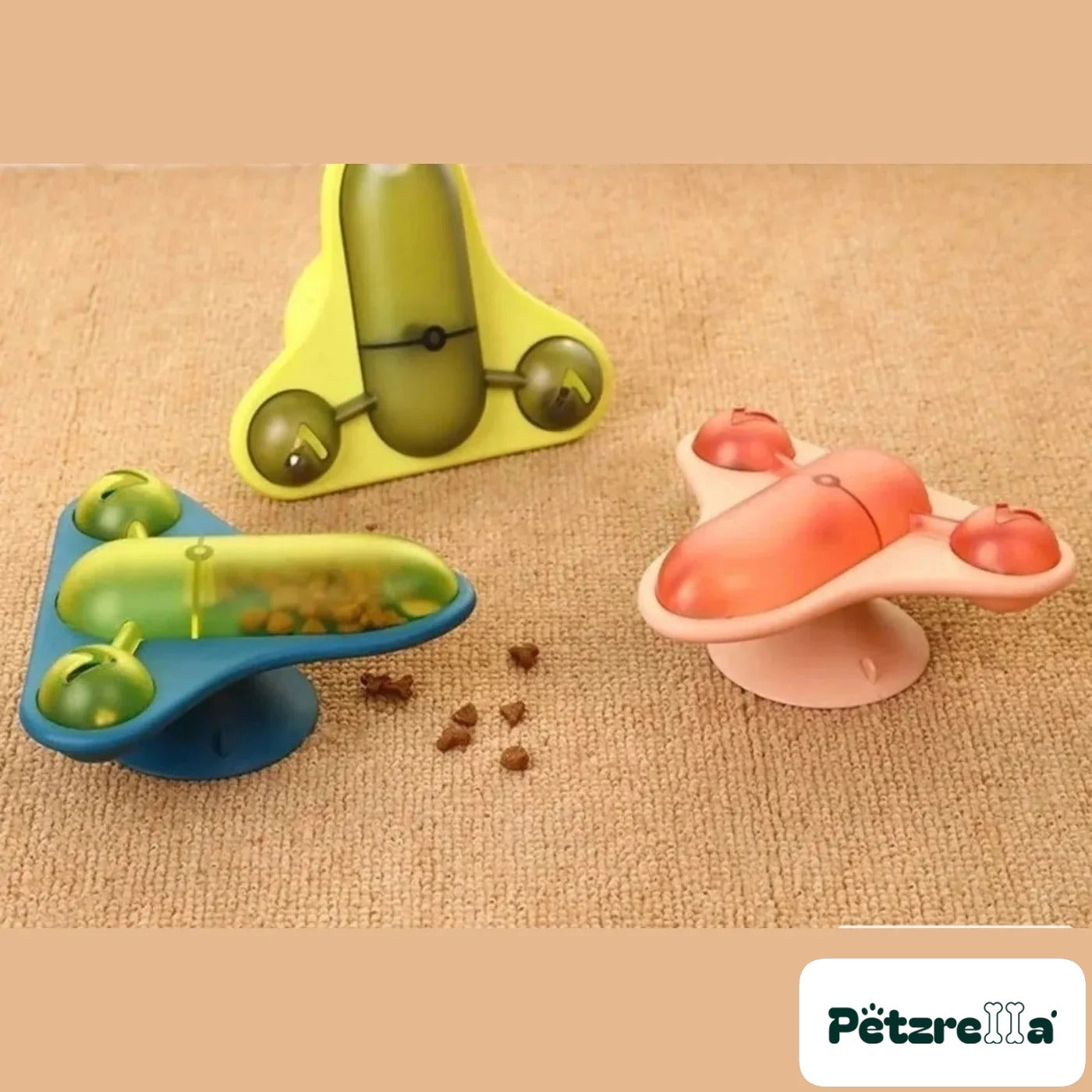 Petzrella Windmill Spinning Cat Feeder & Teaser Toy – Green