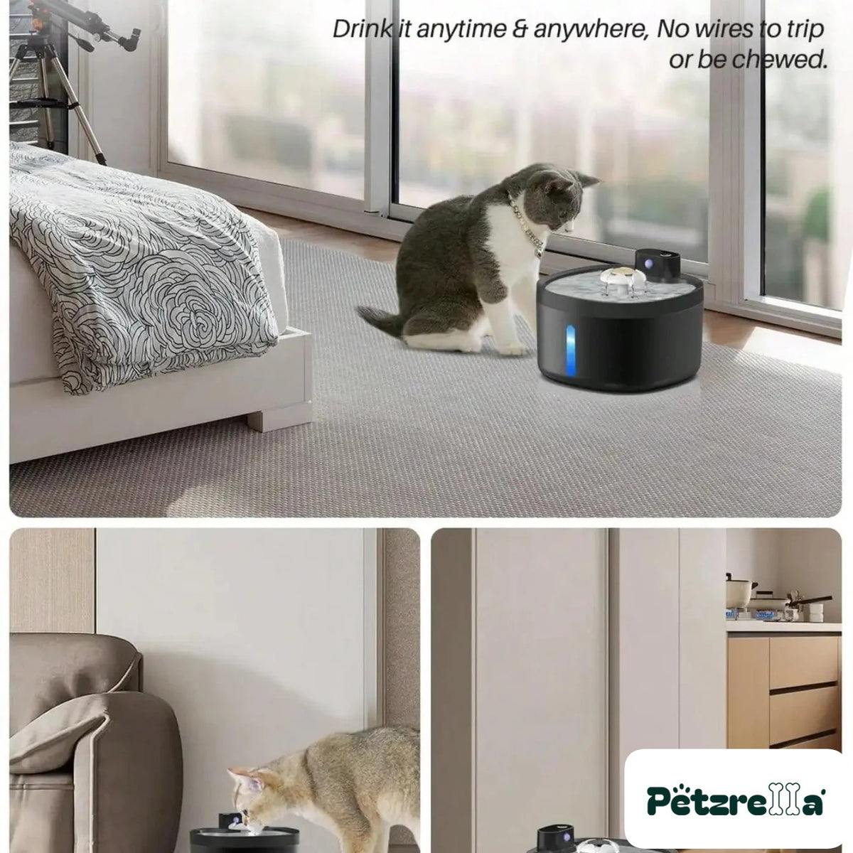 Petzrella Wireless Automatic Cat Water Fountain – view 2