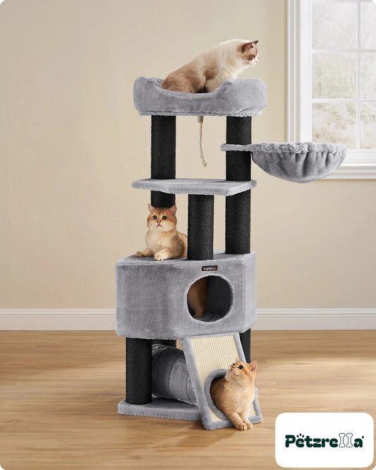 Petzrella XL Cat Tree Tower – Gray & Black