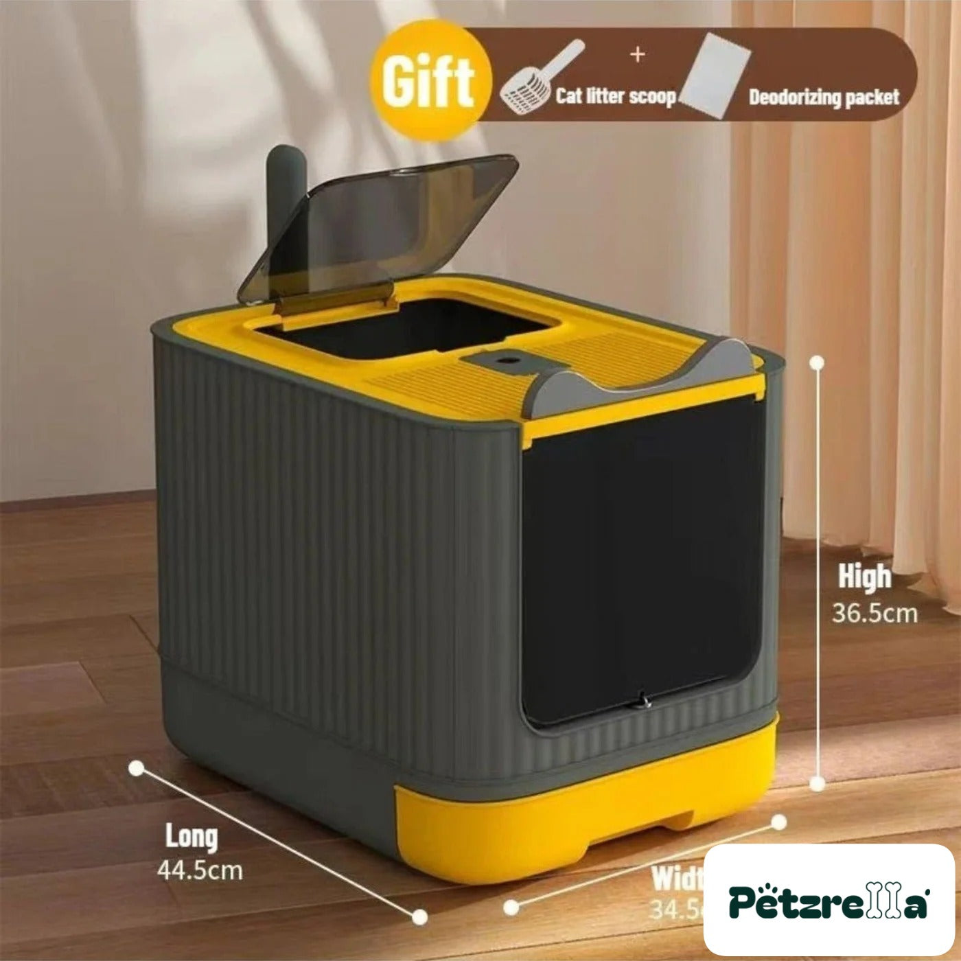 Petzrella XL Enclosed Cat Litter Box – White