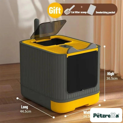 Petzrella XL Enclosed Cat Litter Box – White