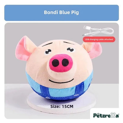 Petzrella USB Rechargeable Electric Bouncing Dog Toy – Bondi Blue Pig