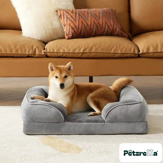 Petzrella XL Waterproof Orthopedic Dog Sofa Bed with Cushion Foam – Light Yellow / 70X60X18cm