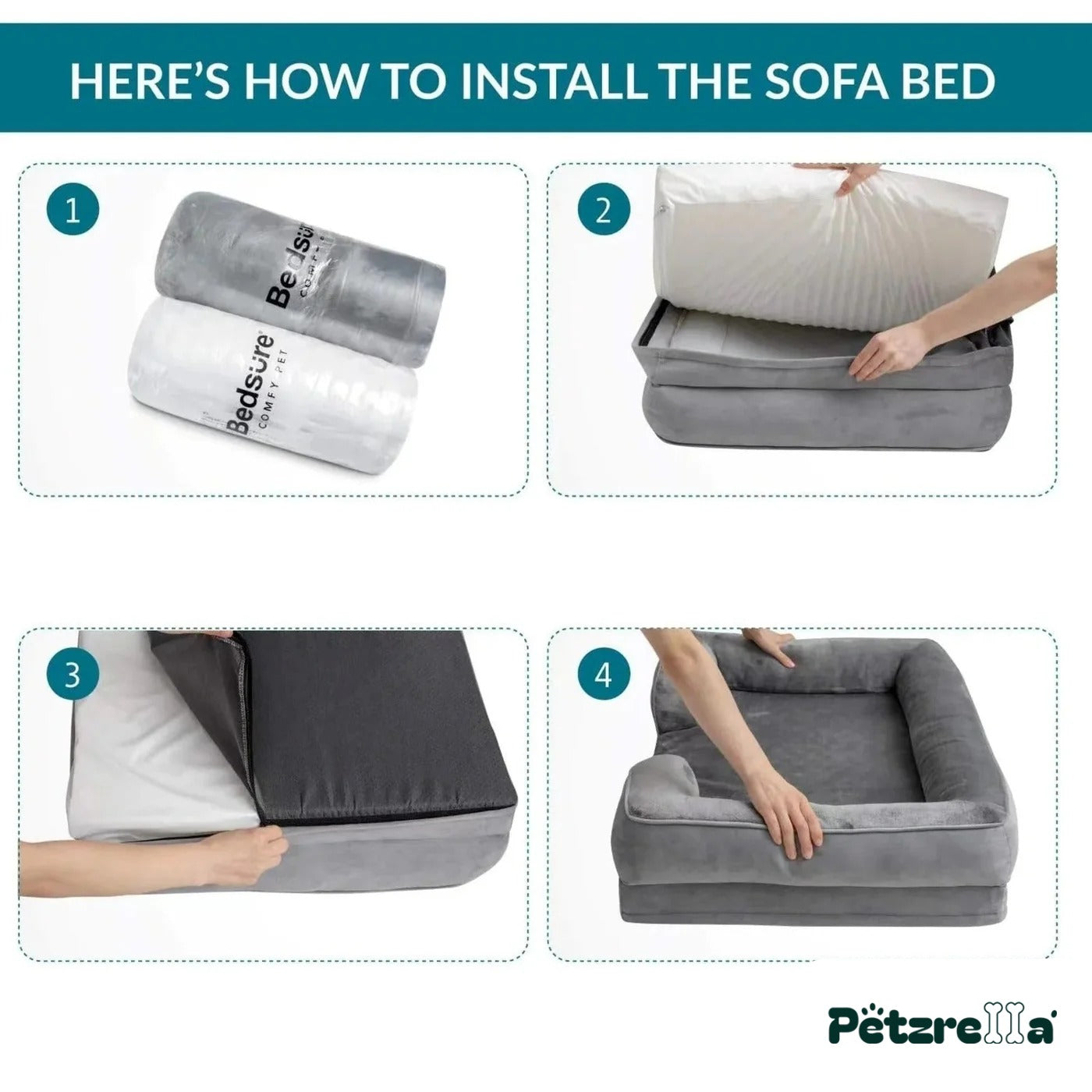 Petzrella XL Waterproof Orthopedic Dog Sofa Bed with Cushion Foam – view 3