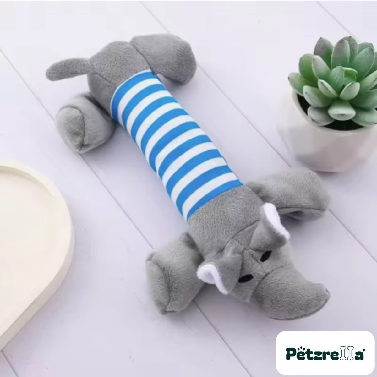 Petzrella Plush Dog Toy - Gray Elephant