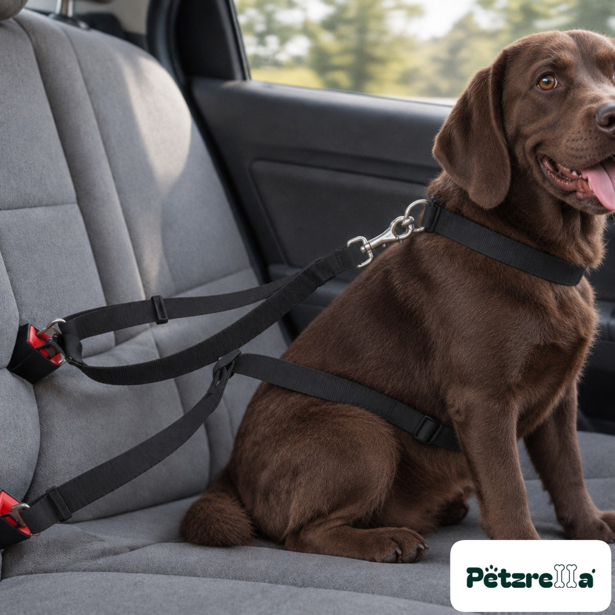 Petzrella Safe Travel Seatbelt Leash in black