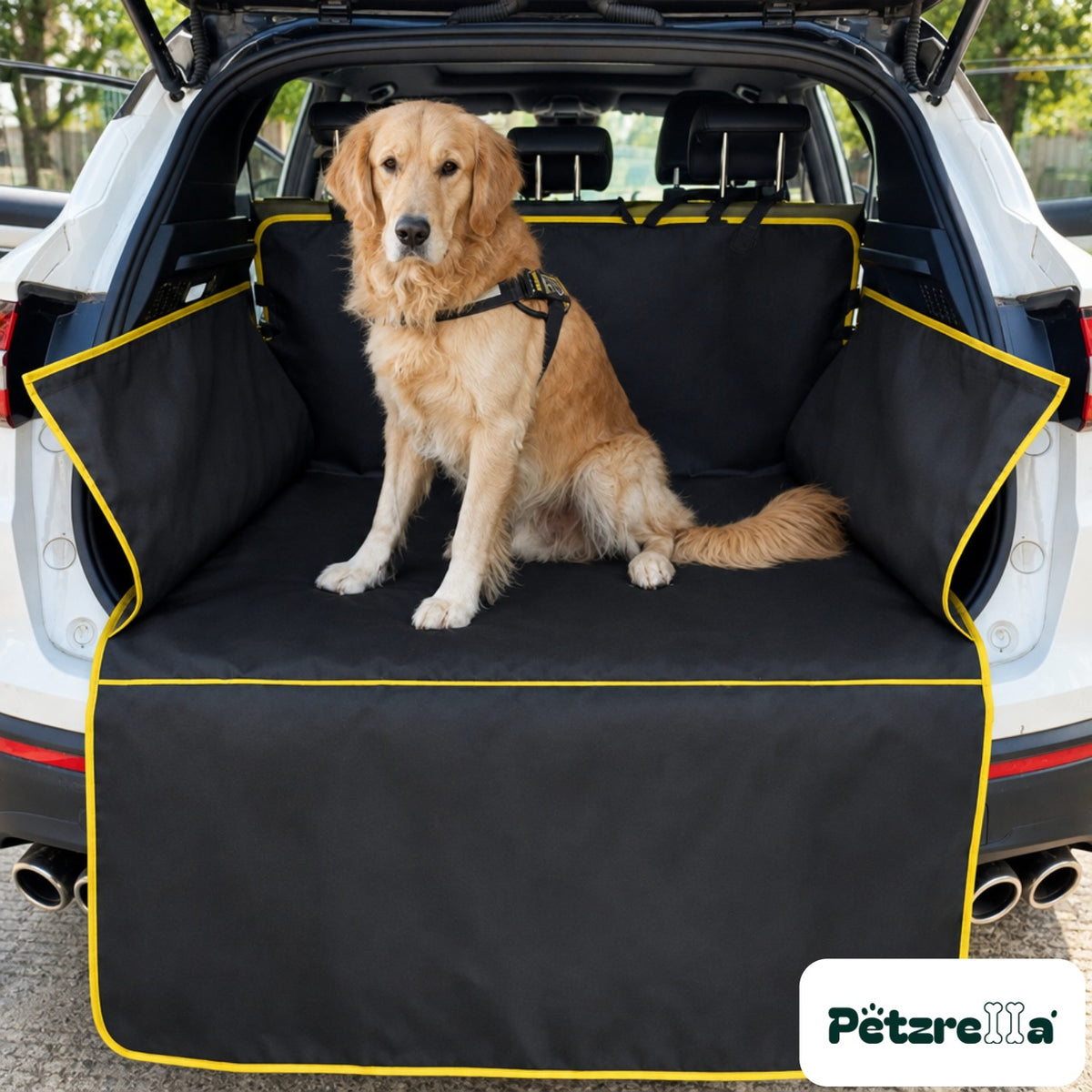 Petzrella Dog Car Boot Protector Mat - Yellow Edge