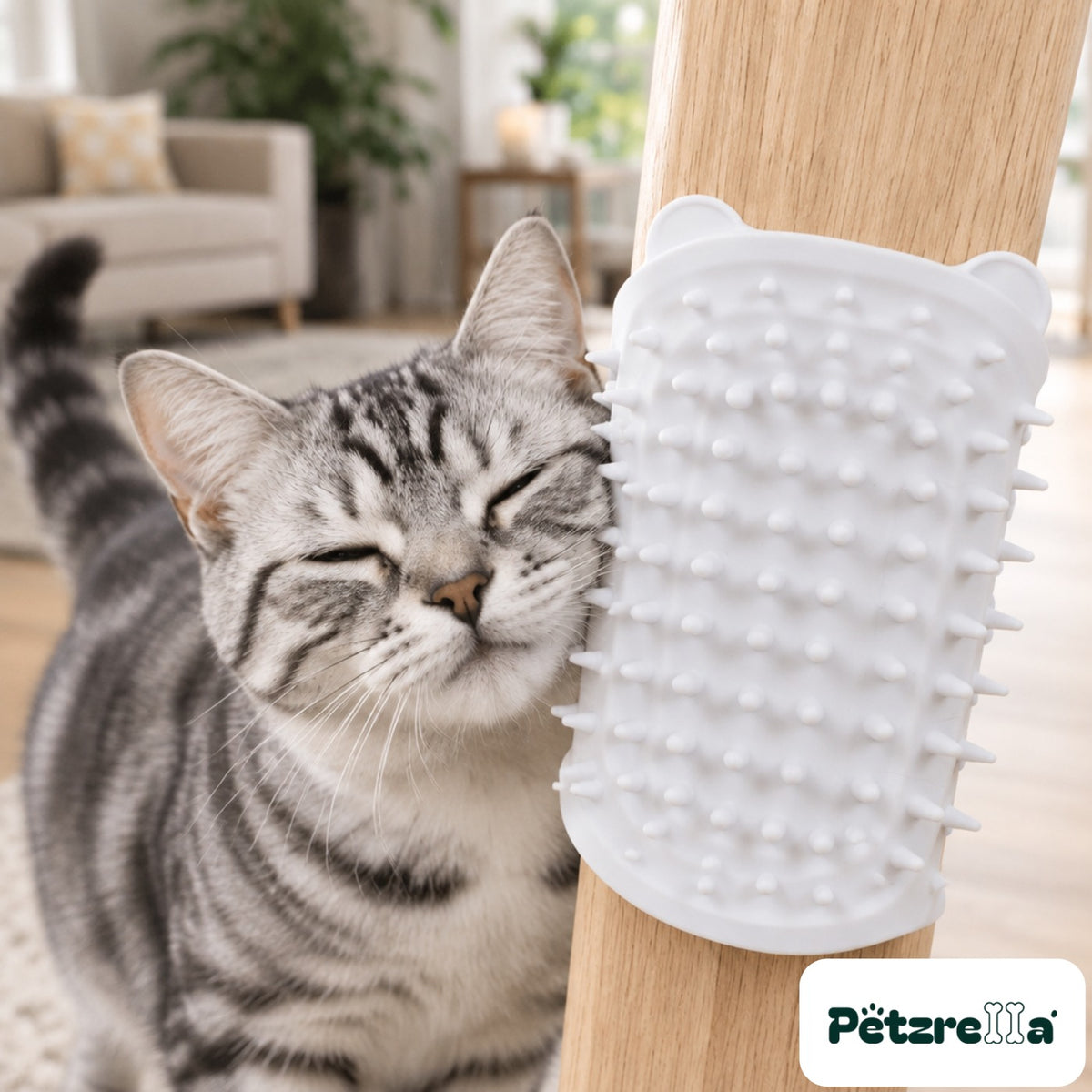 Petzrella Self-Grooming Cat Massage Brush - White