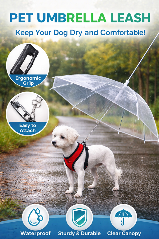 Transparent Dog Umbrella – Dry Walks, Clear View & Easy Control